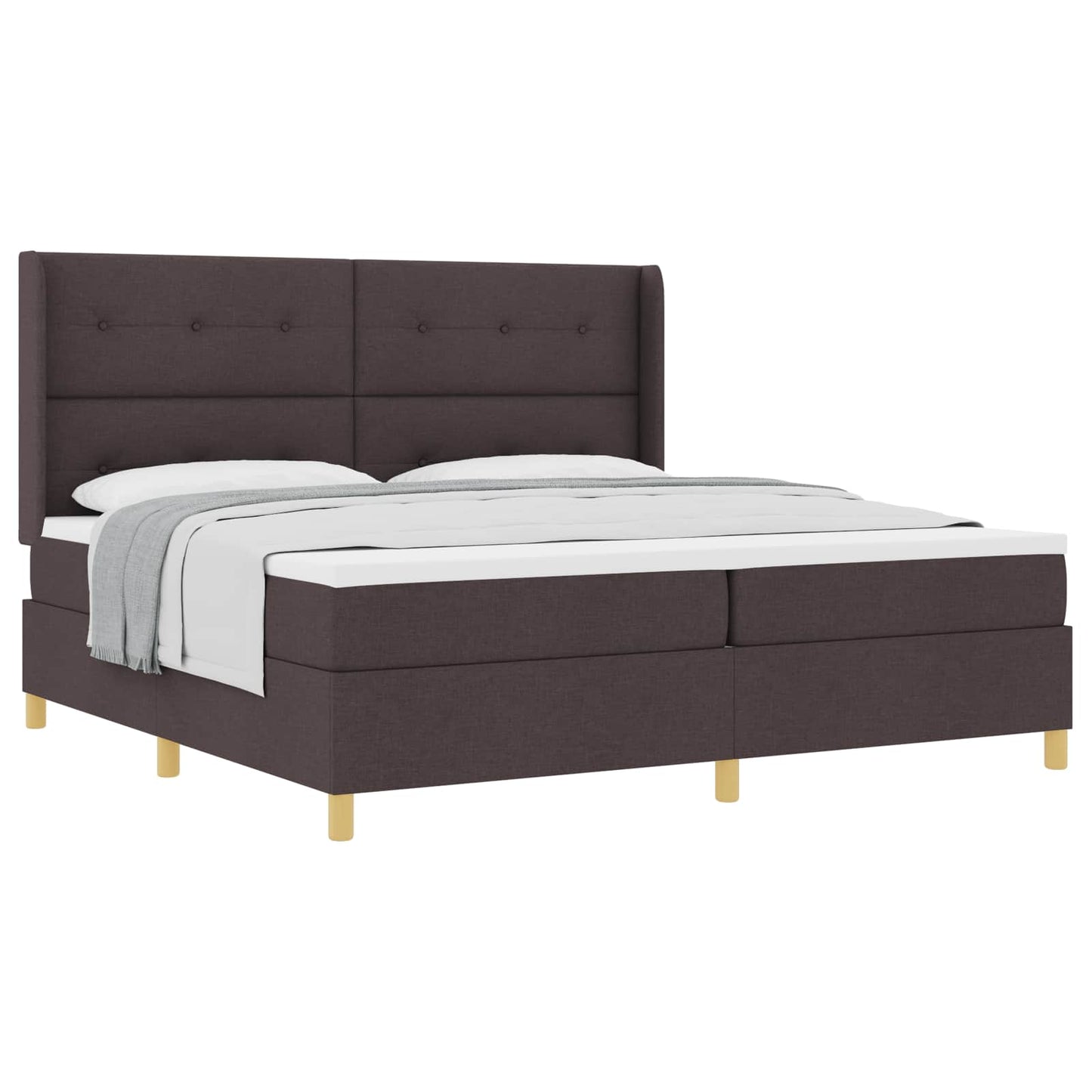Boxrugós ágy fejtámlával Sötét Barna 200 x 200 cm szövet