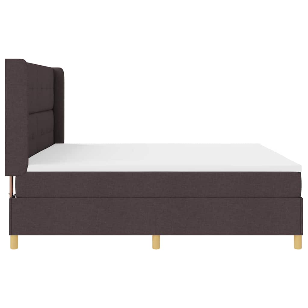 Boxrugós ágy fejtámlával Sötét Barna 200 x 200 cm szövet