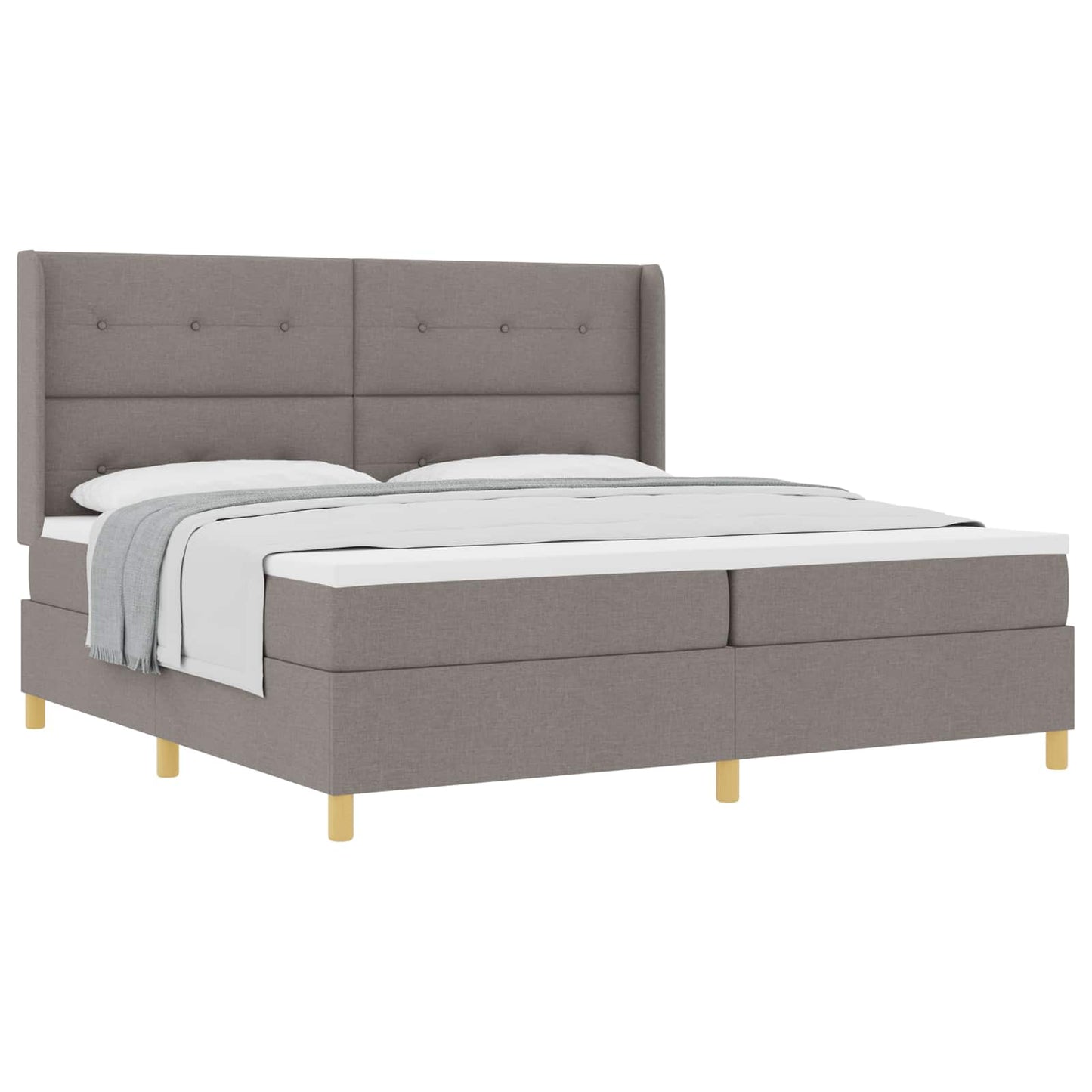 Boxrugós ágy fejtámlával Tópszínű 200 x 200 cm szövet