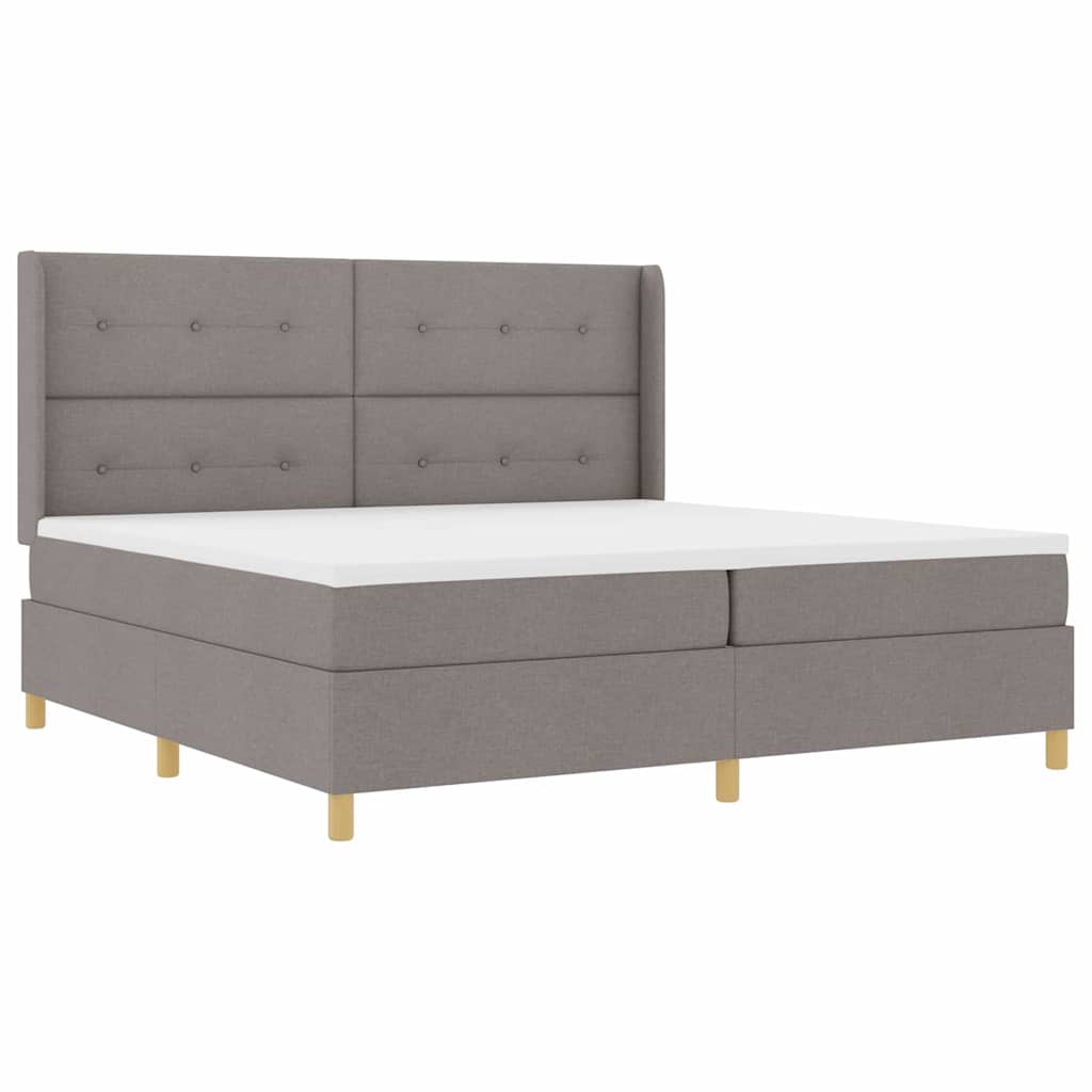 Boxrugós ágy fejtámlával Tópszínű 200 x 200 cm szövet