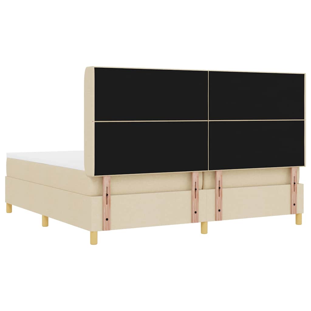 Boxrugós ágy fejtámlával Krém 200 x 200 cm szövet