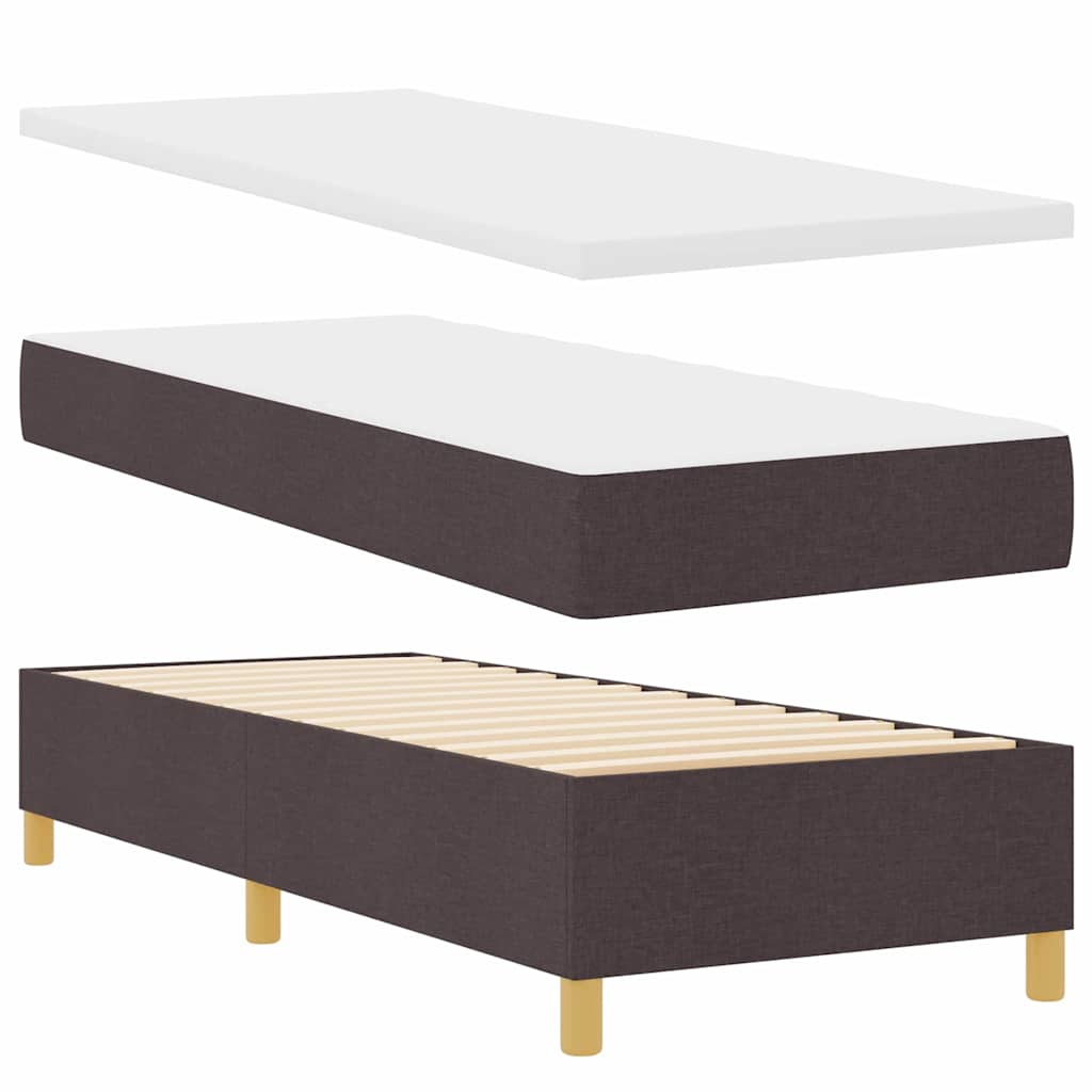 Boxrugós ágy fejtámlával Sötét Barna 80 x 200 cm szövet