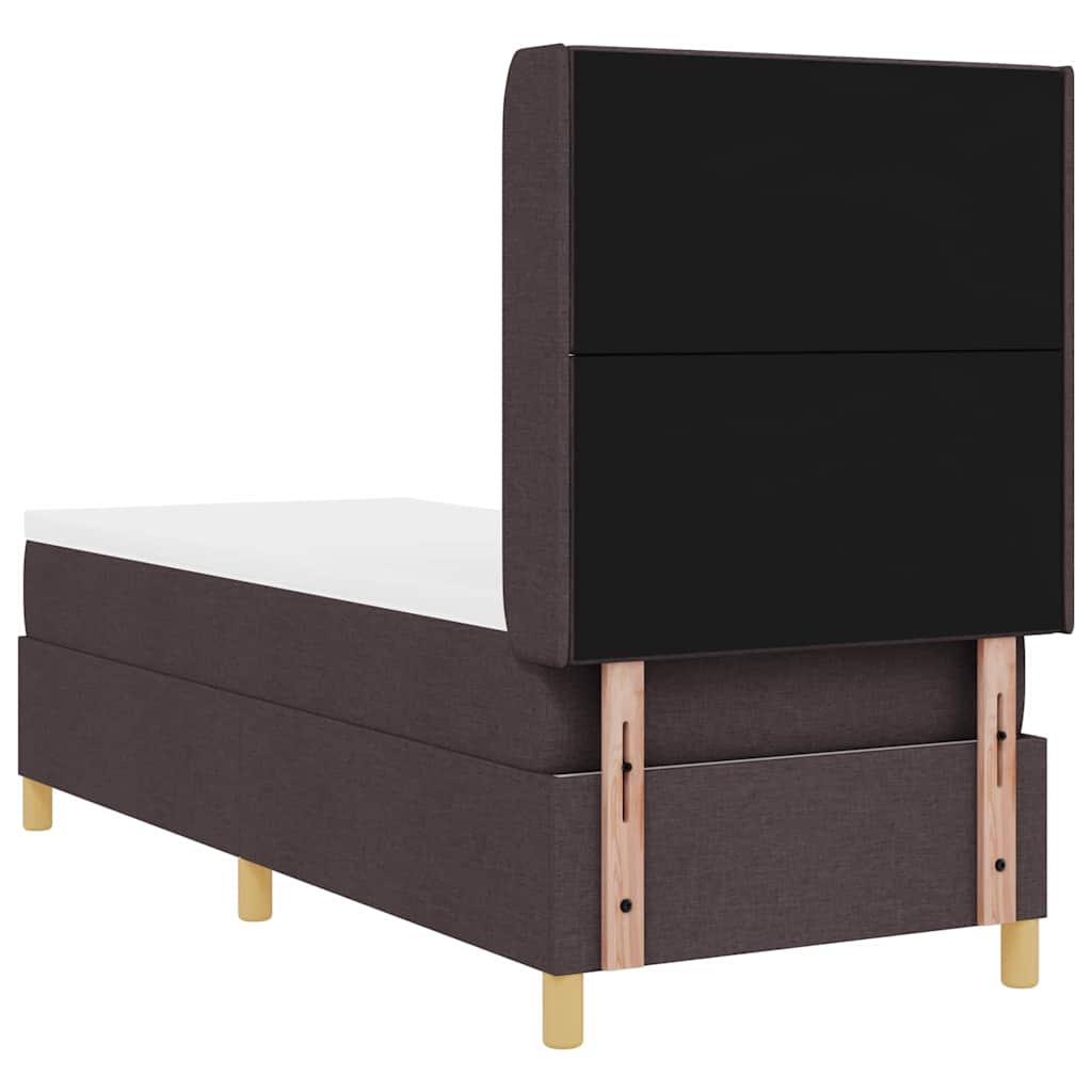 Boxrugós ágy fejtámlával Sötét Barna 80 x 200 cm szövet