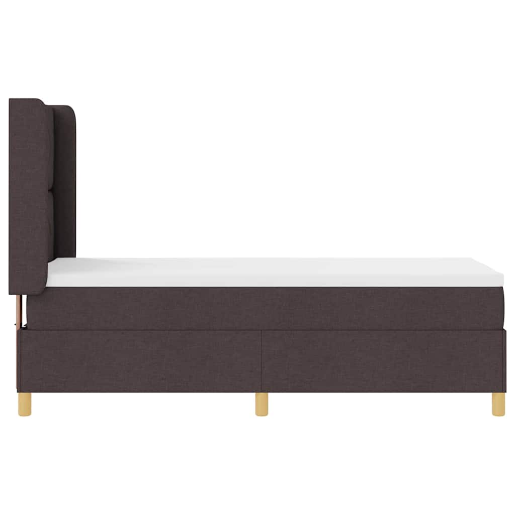 Boxrugós ágy fejtámlával Sötét Barna 80 x 200 cm szövet
