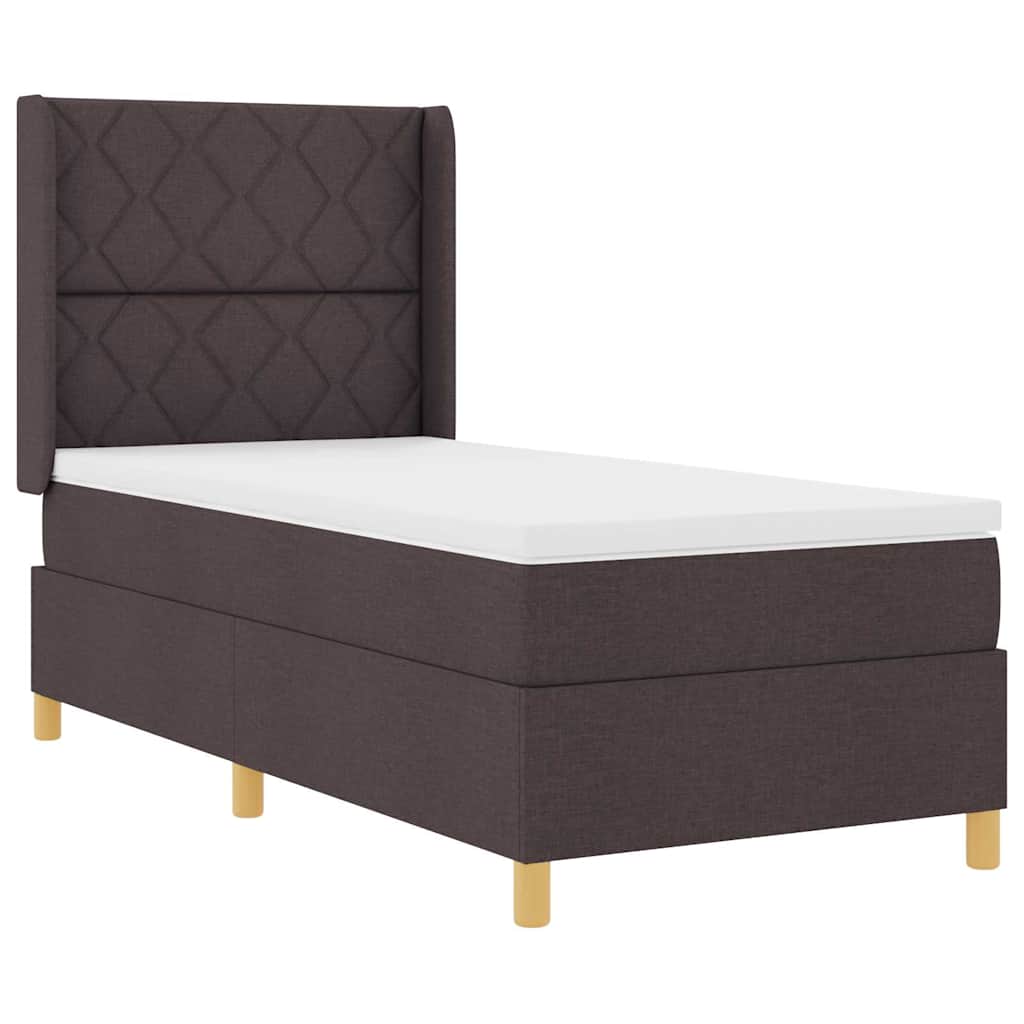 Boxrugós ágy matracmal Sötét Barna 100 x 200 cm szövet