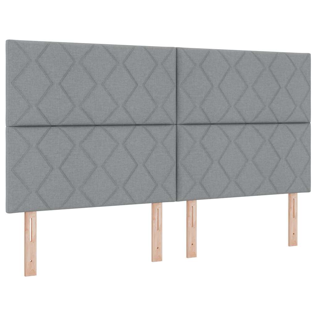 Boxrugós ágy fejtámlával Világosszürke 180 x 200 cm szövet