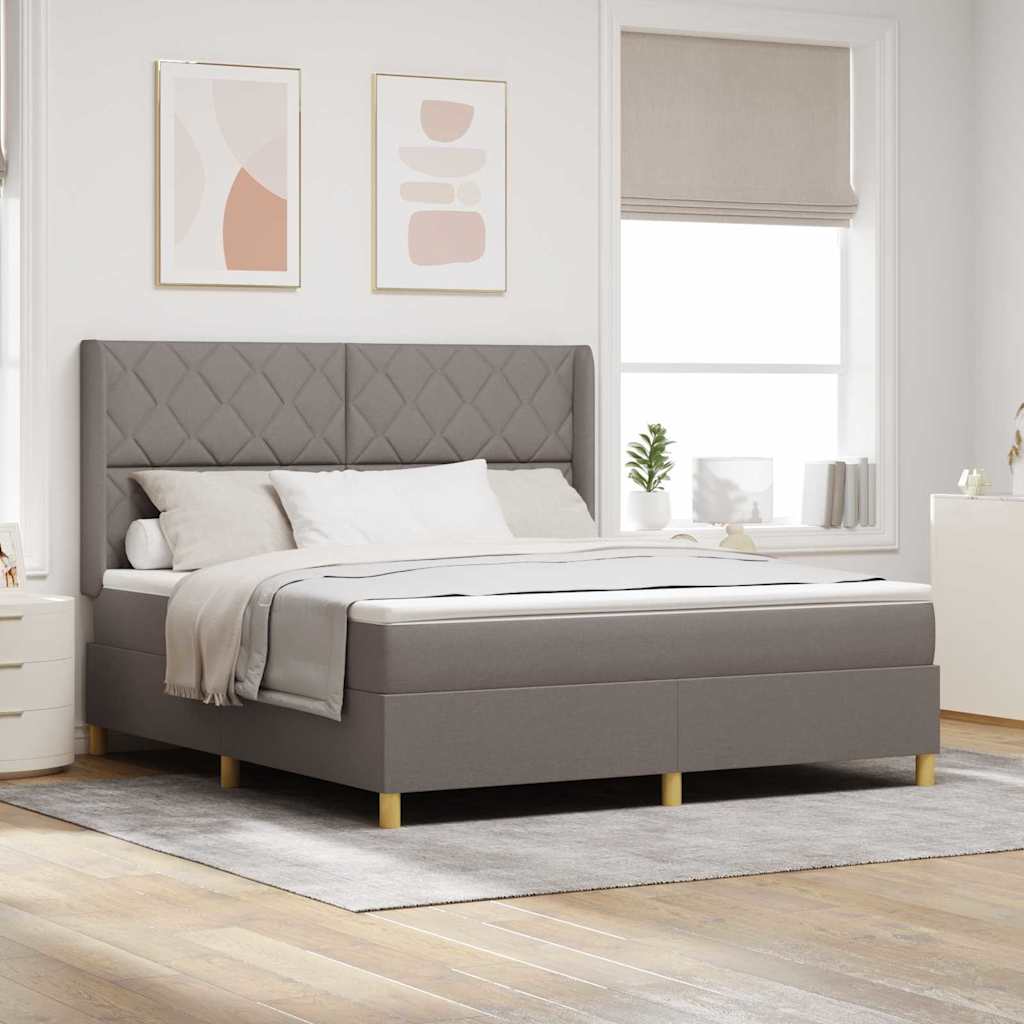 Boxrugós ágy fejtámlával Tópszínű 180 x 200 cm szövet