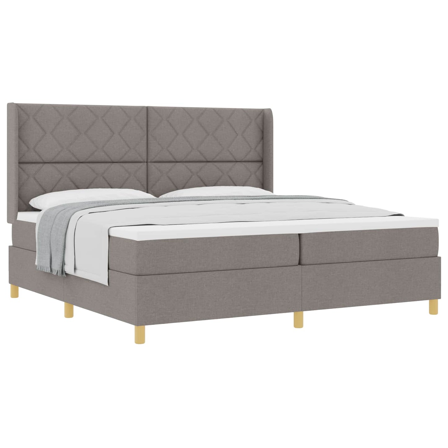 Boxrugós ágy fejtámlával Tópszínű 200 x 200 cm szövet