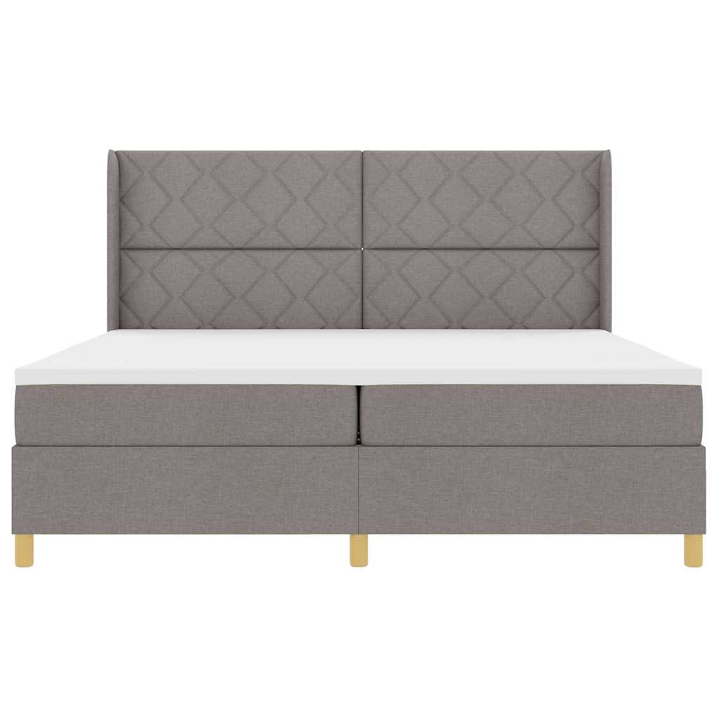 Boxrugós ágy fejtámlával Tópszínű 200 x 200 cm szövet