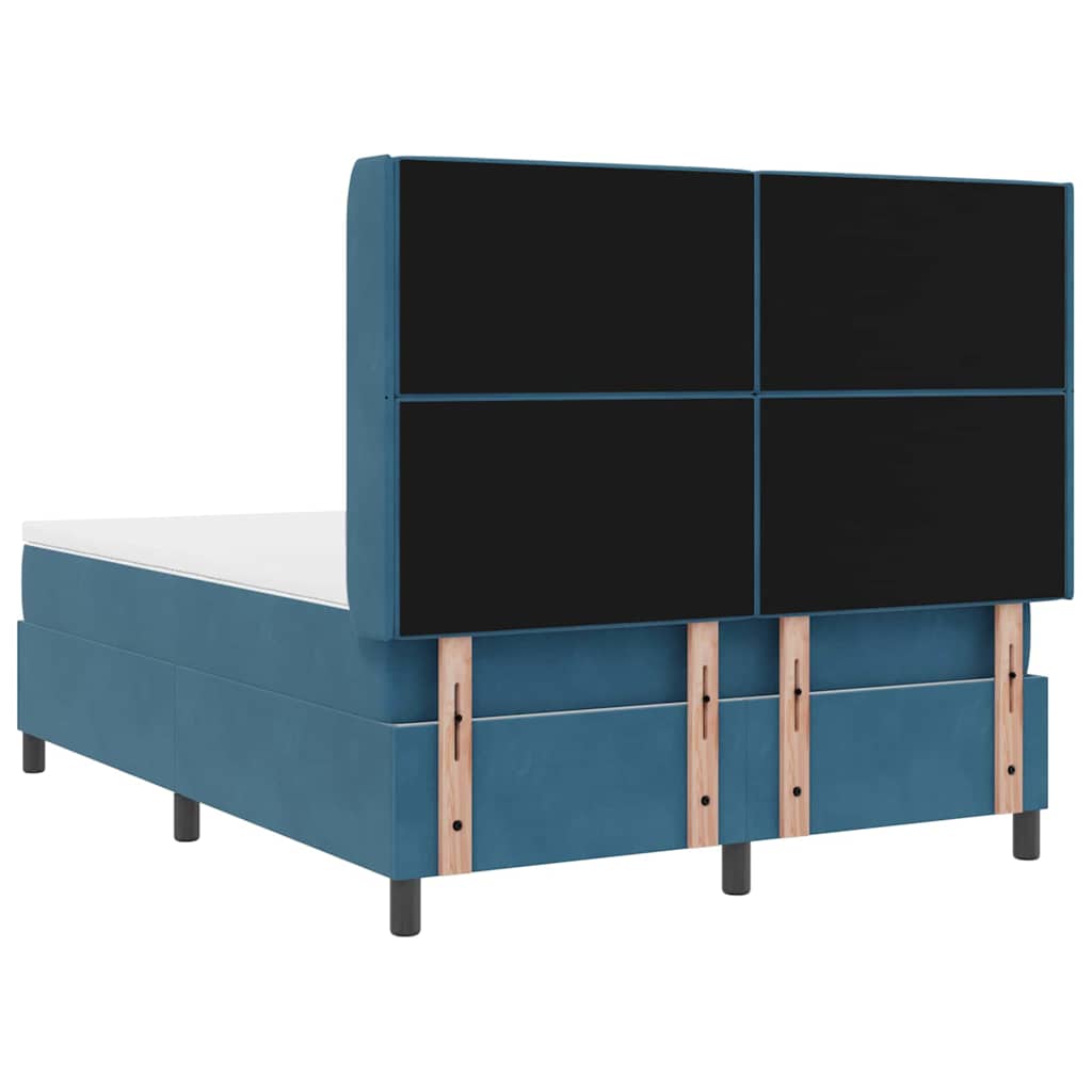 Boxrugós ágy matracmal fejtámlával Kék 140 x 190 cm Bársony