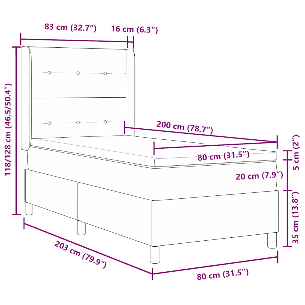 Boxrugós ágy fejtámlával Rózsaszín 80 x 200 cm Bársony