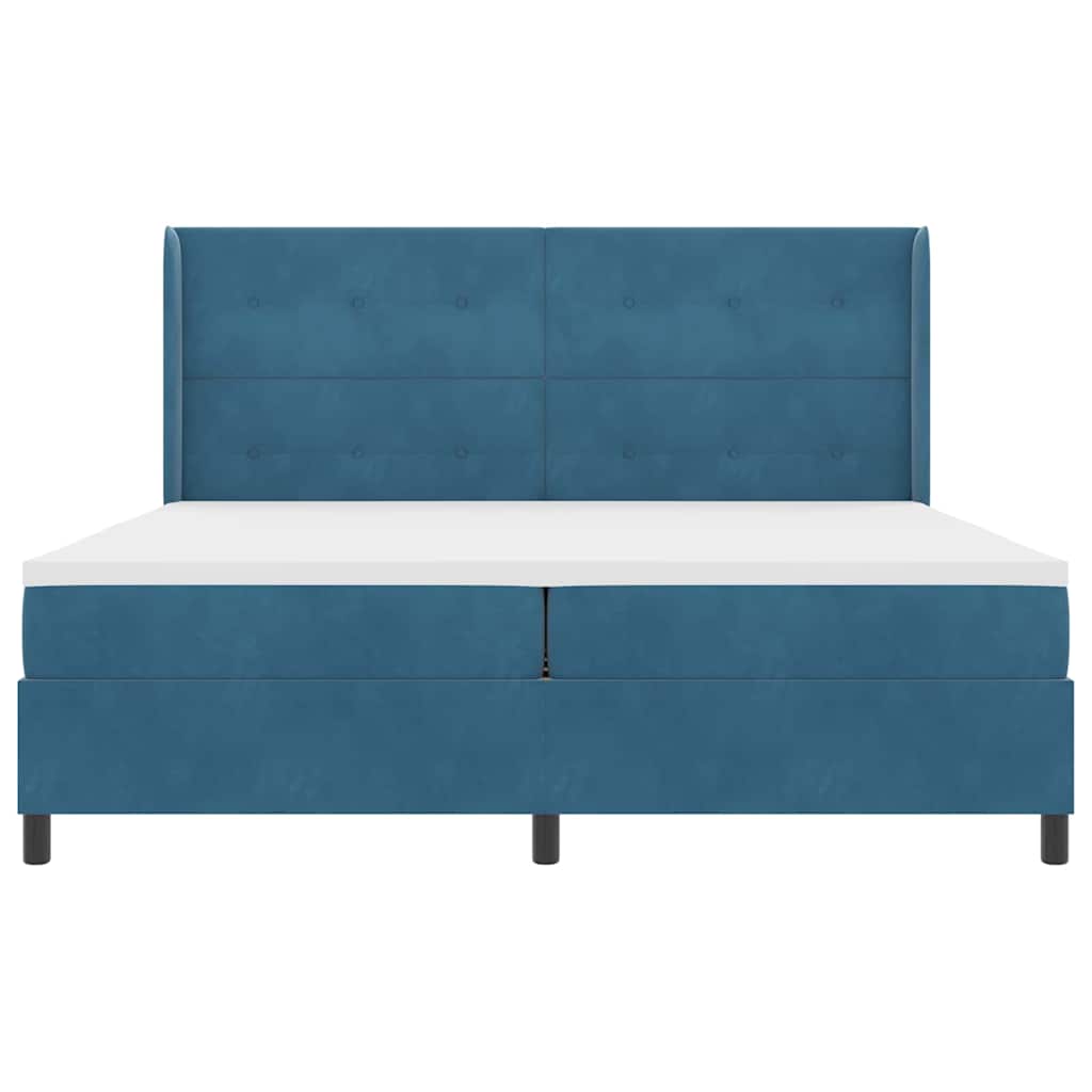 Boxrugós ágy matracmal fejtámlával Kék 100 x 200 cm Bársony