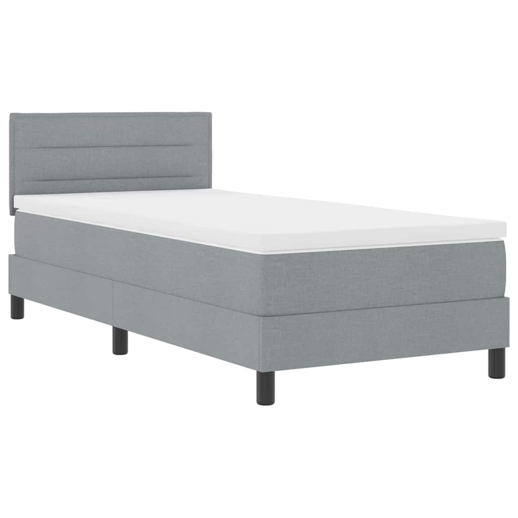 Boxrugós ágy LED szalagokkal Világosszürke 80 x 200 cm szövet