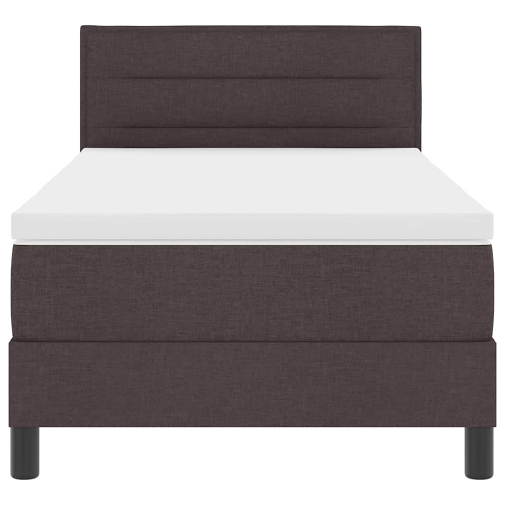 Boxrugós ágy matracmal leddel Sötét Barna 90 x 190 cm szövet