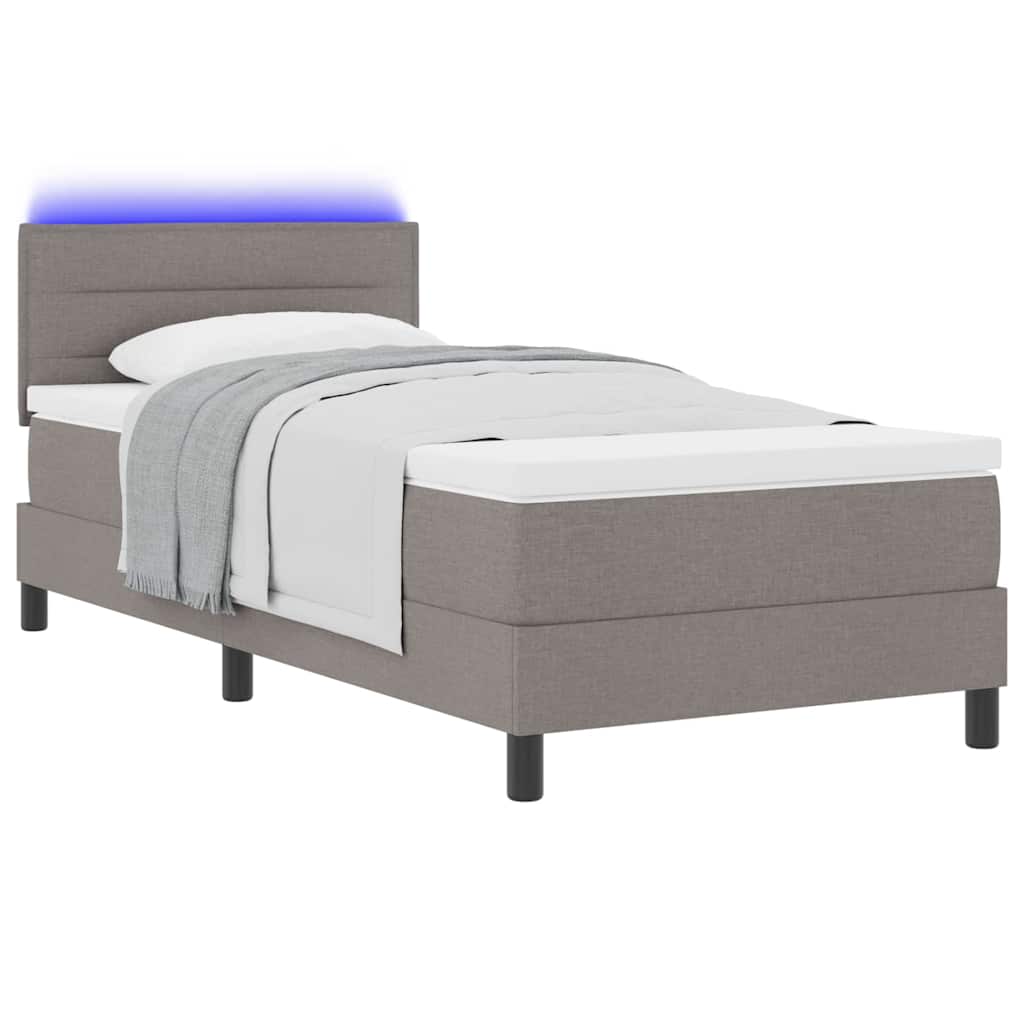 Boxrugós ágy matracmal leddel Tópszínű 90 x 200 cm szövet