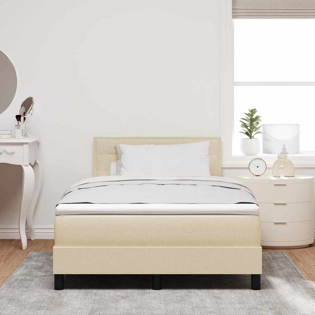 Boxrugós ágy matracmal leddel Krém 120 x 190 cm szövet