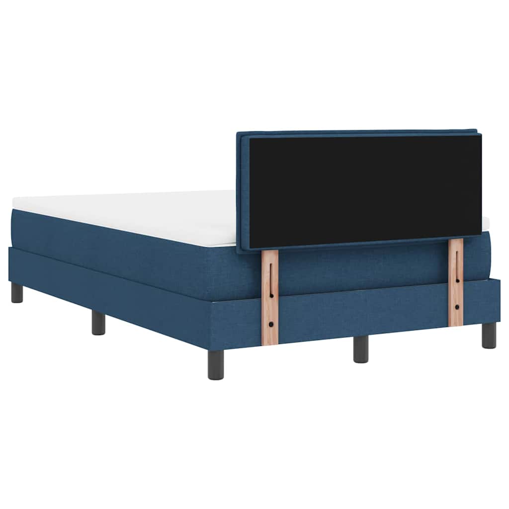 Boxrugós ágy matracmal leddel Kék 120 x 190 cm szövet