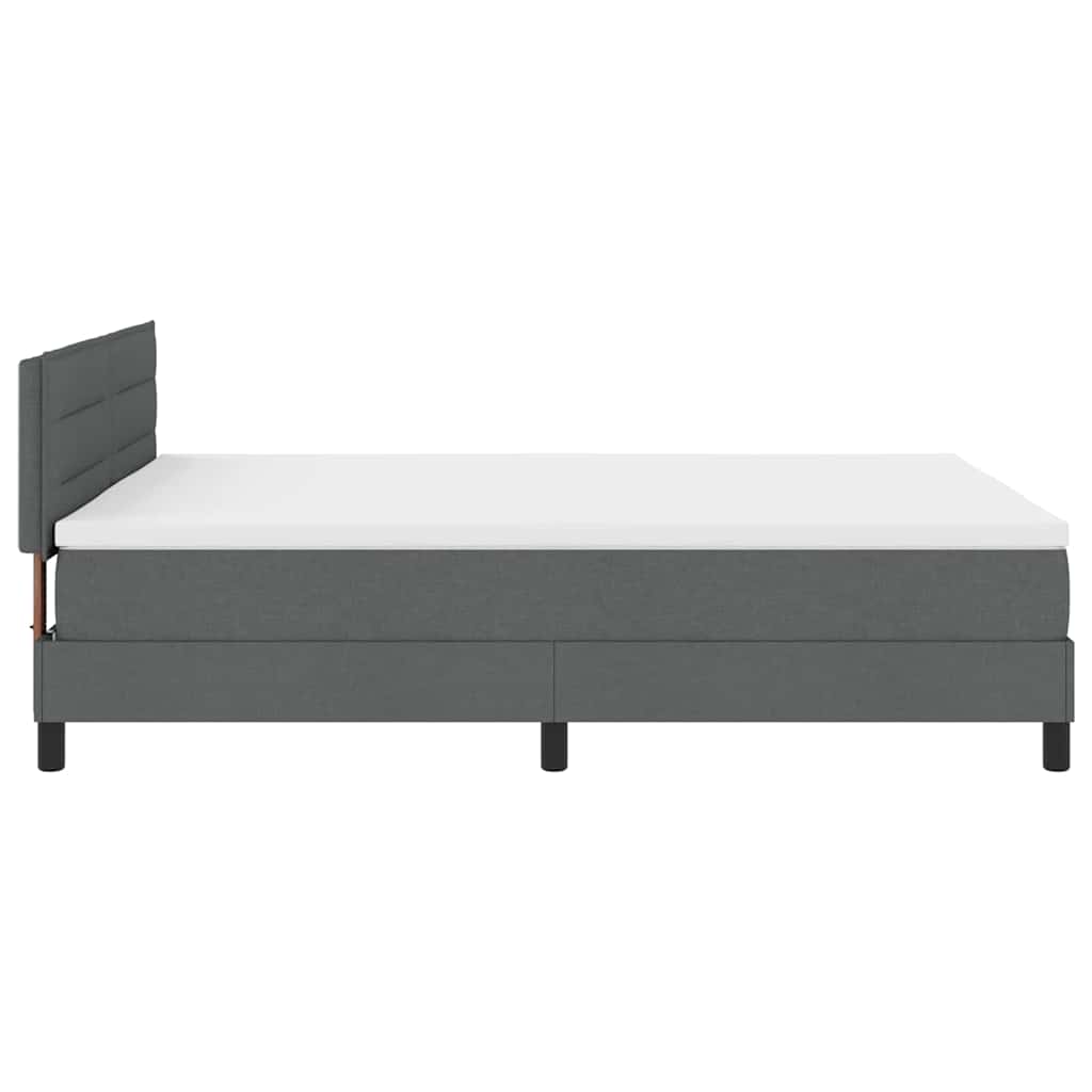 Boxrugós ágy matracmal leddel Sötétszürke 140 x 190 cm szövet