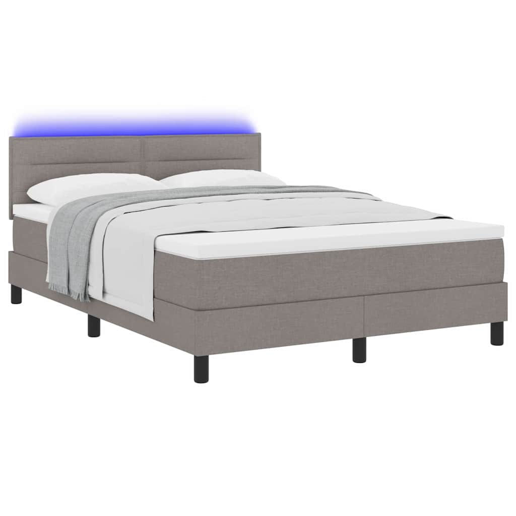 Boxrugós ágy matracmal leddel Tópszínű 140 x 190 cm szövet