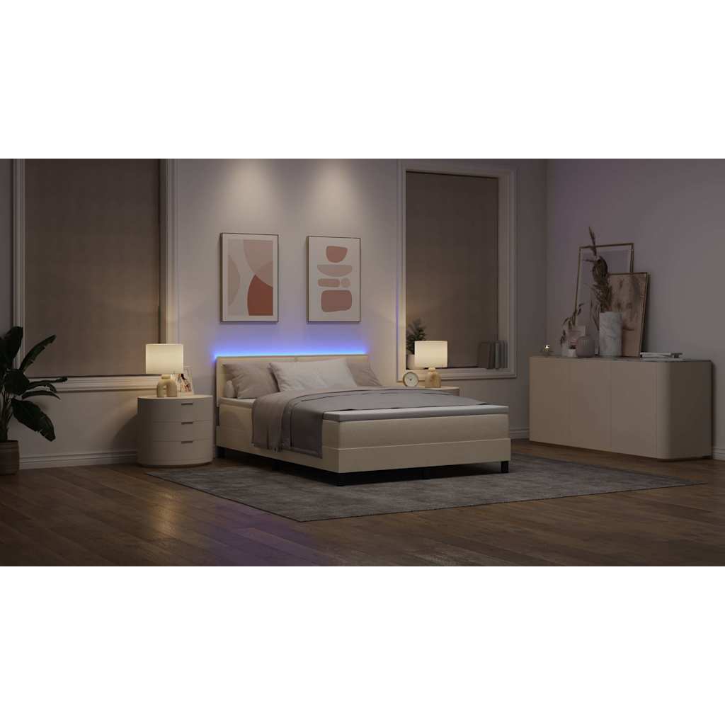 Boxrugós ágy matracmal leddel Krém 140 x 190 cm szövet