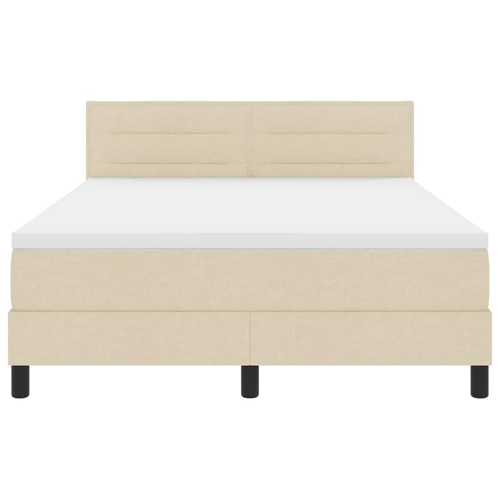 Boxrugós ágy matracmal leddel Krém 140 x 190 cm szövet
