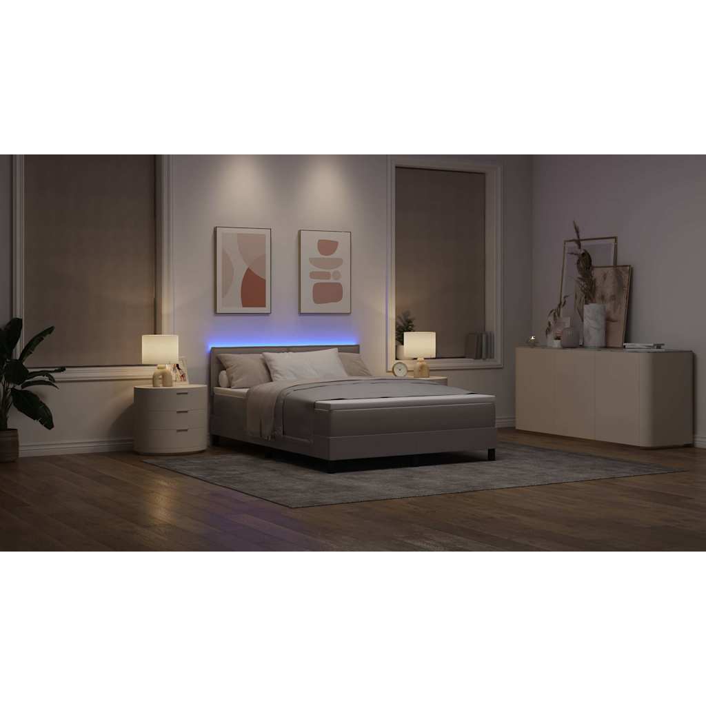 Boxrugós ágy matracmal leddel Tópszínű 140 x 200 cm szövet