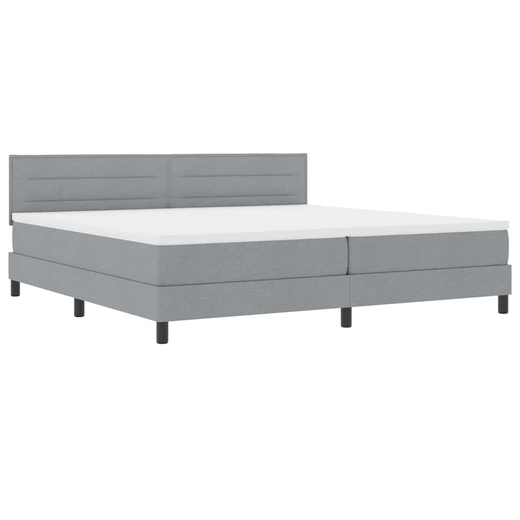 Boxrugós ágy matracmal leddel Világosszürke 200 x 200 cm szövet