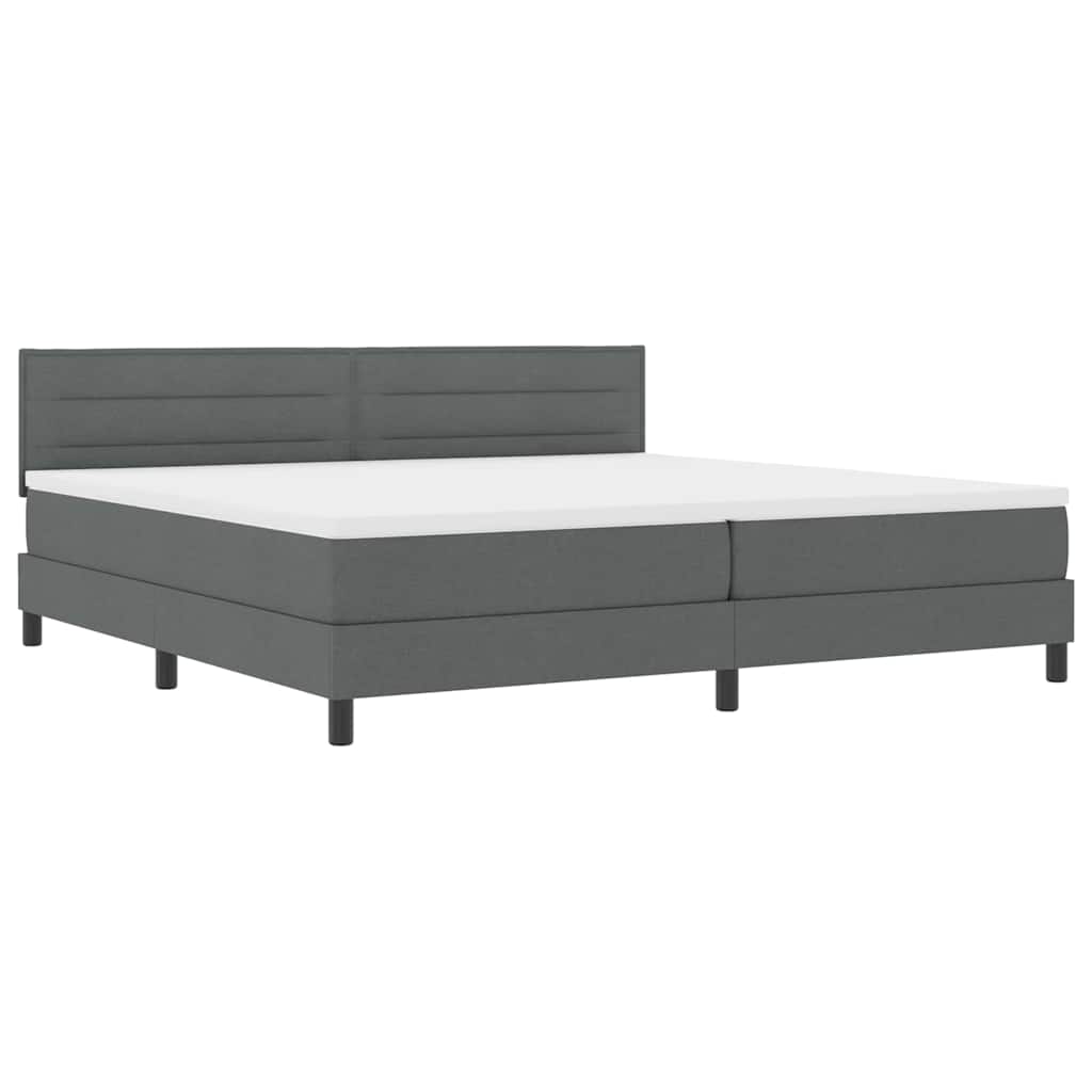 Boxrugós ágy matracmal leddel Sötétszürke 200 x 200 cm szövet