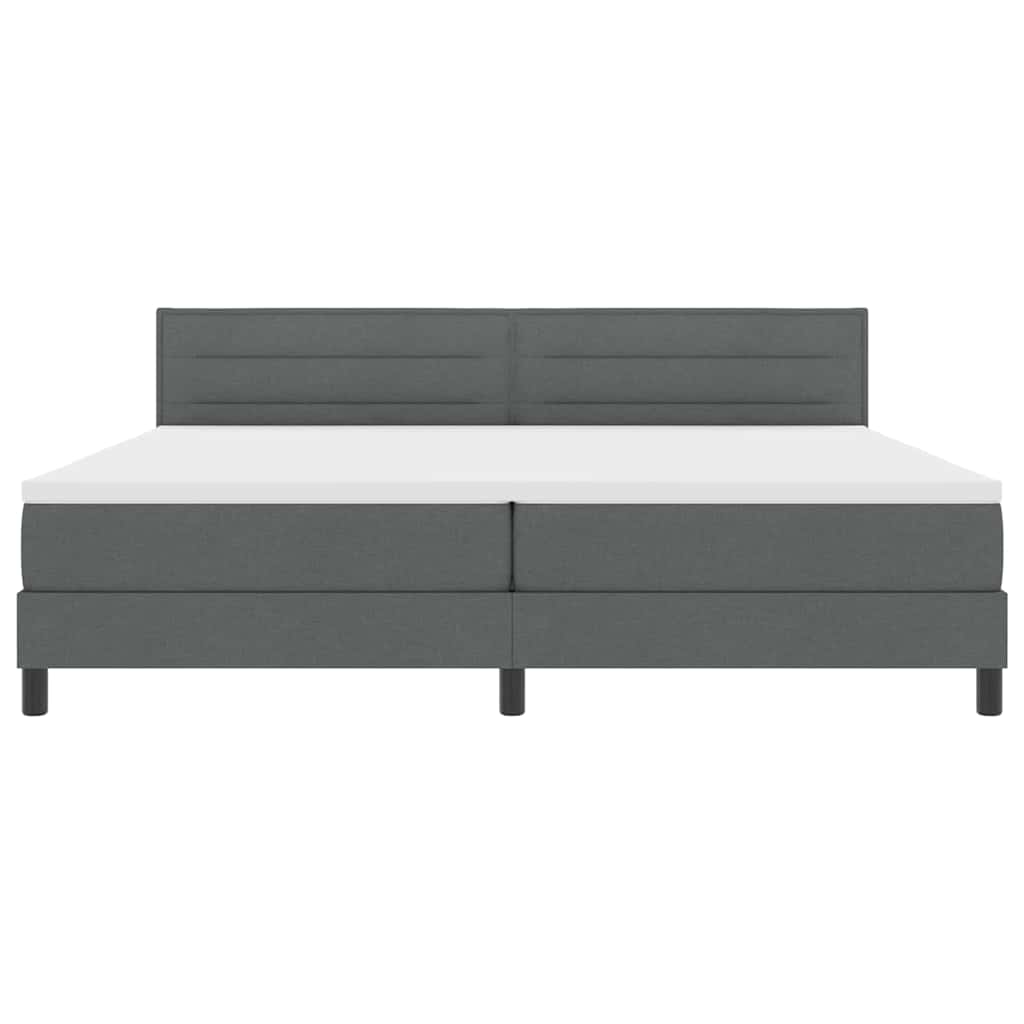 Boxrugós ágy matracmal leddel Sötétszürke 200 x 200 cm szövet