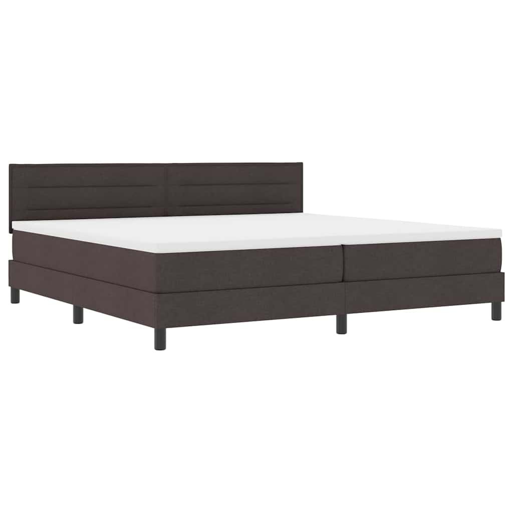 Boxrugós ágy matracmal leddel Sötét Barna 200 x 200 cm szövet