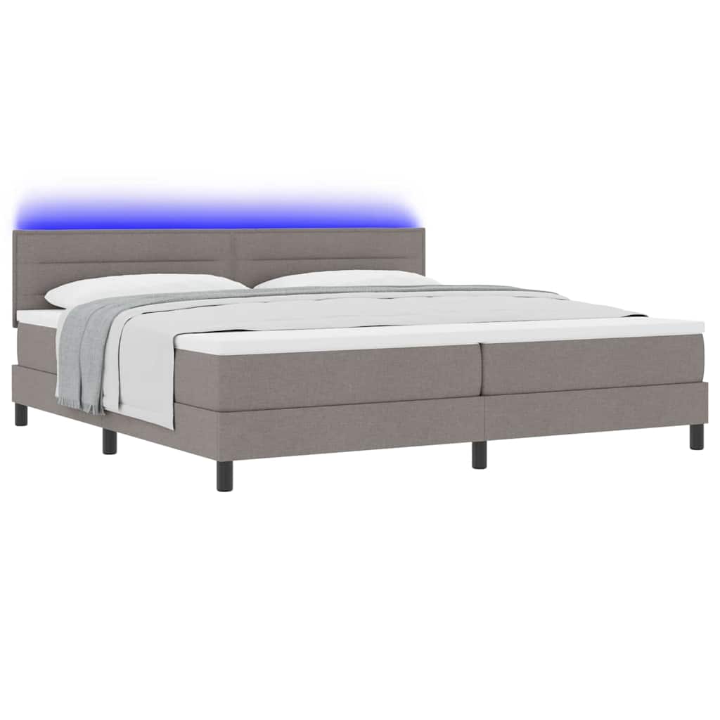 Boxrugós ágy matracmal leddel Tópszínű 200 x 200 cm szövet