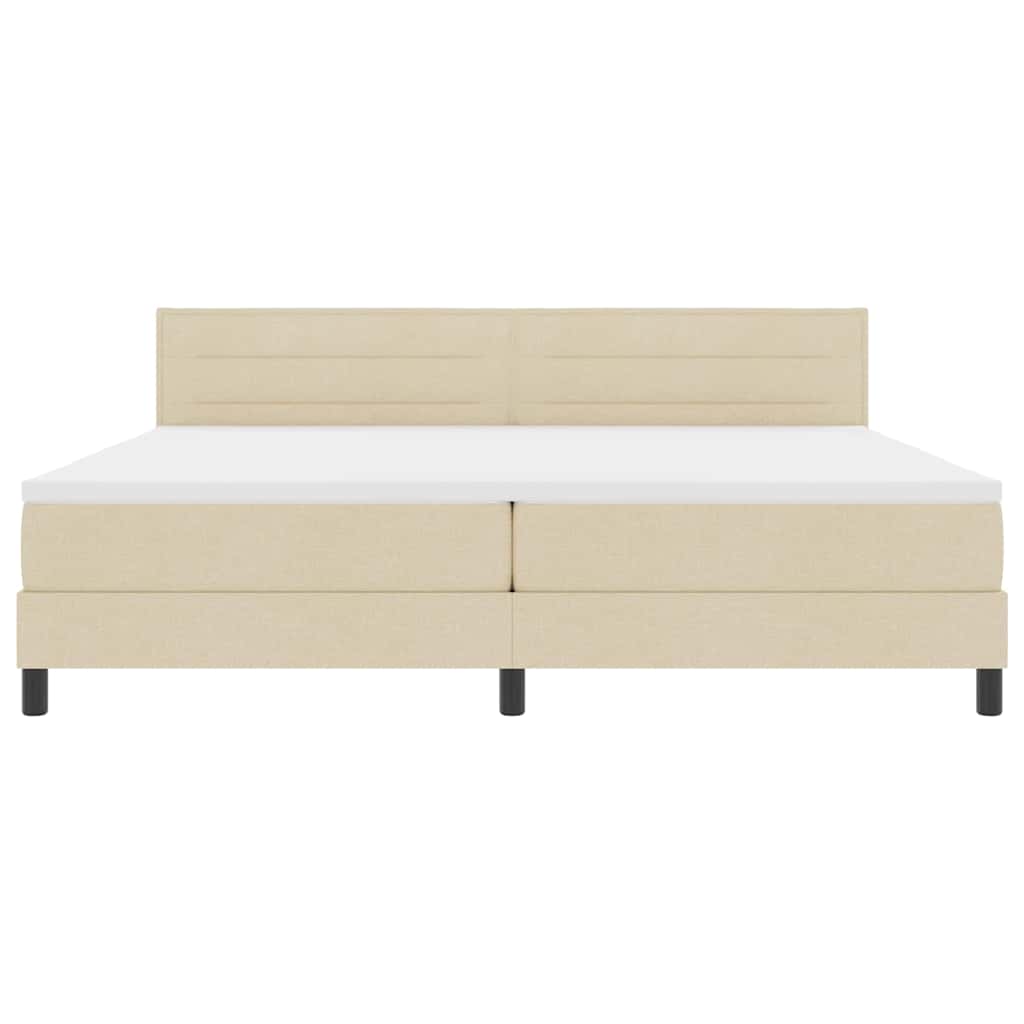 Boxrugós ágy matracmal leddel Krém 200 x 200 cm szövet