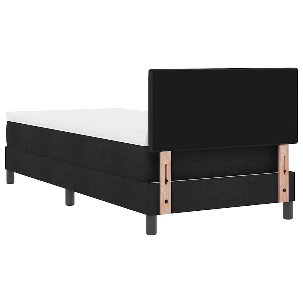 Boxrugós ágy LED szalagokkal Fekete 80 x 200 cm szövet