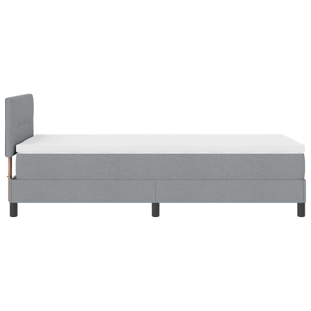 Boxrugós ágy LED szalagokkal Világosszürke 90 x 190 cm szövet