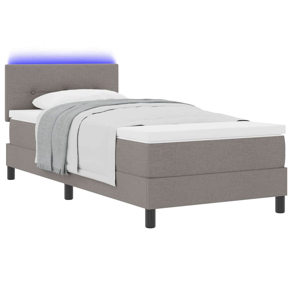 Boxrugós ágy LED szalagokkal Tópszínű 90 x 190 cm szövet