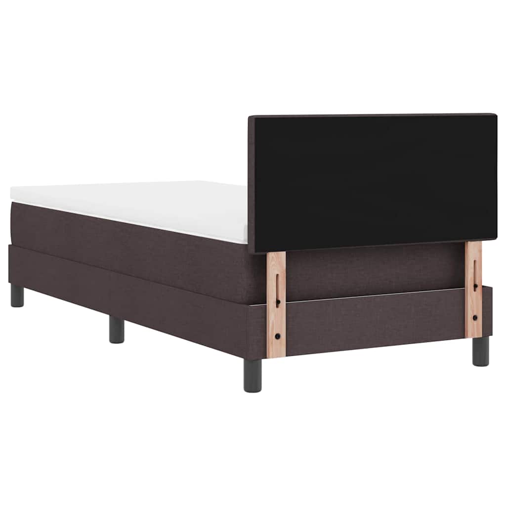 Boxrugós ágy LED szalagokkal Sötét Barna 100 x 200 cm szövet