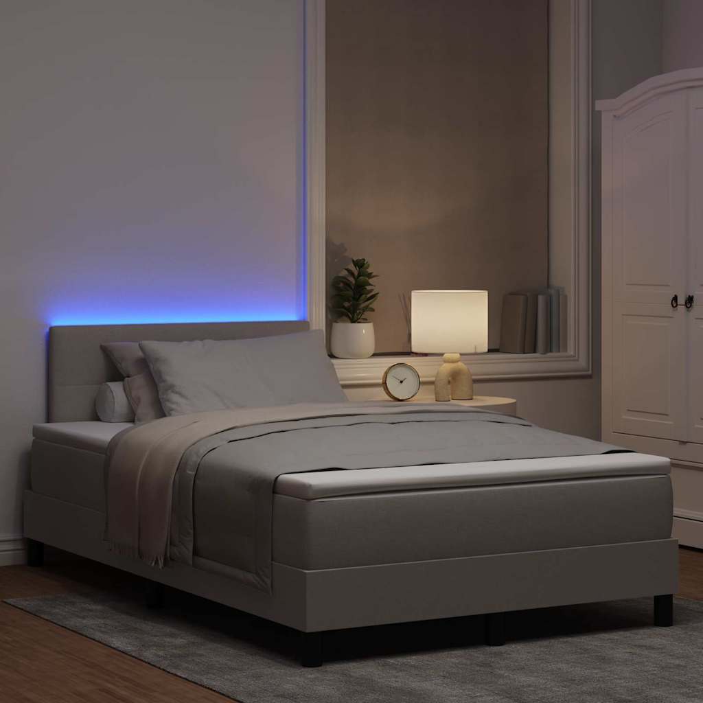 Boxrugós ágy LED szalagokkal Tópszínű 120 x 190 cm szövet