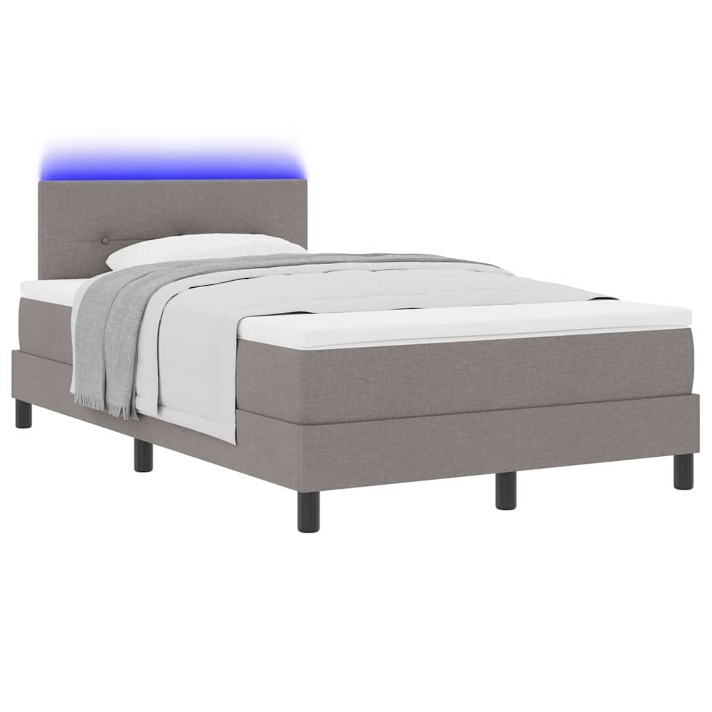 Boxrugós ágy LED szalagokkal Tópszínű 120 x 190 cm szövet