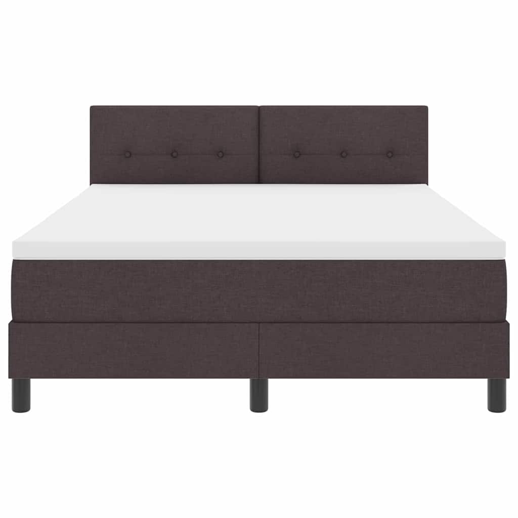 Boxrugós ágy LED szalagokkal Sötét Barna 140 x 190 cm szövet