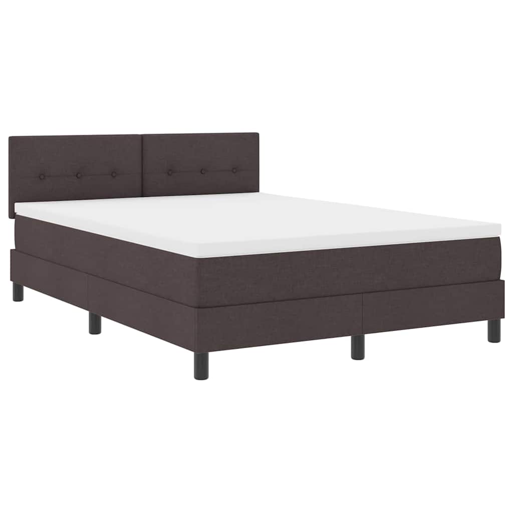 Boxrugós ágy LED szalagokkal Sötét Barna 160 x 200 cm szövet