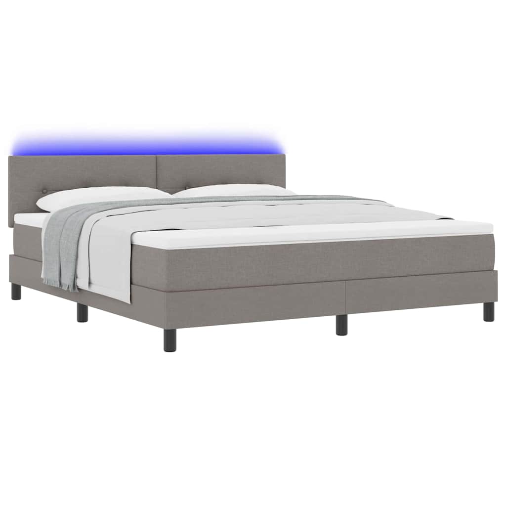 Boxrugós ágy LED szalagokkal Tópszínű 180 x 200 cm szövet