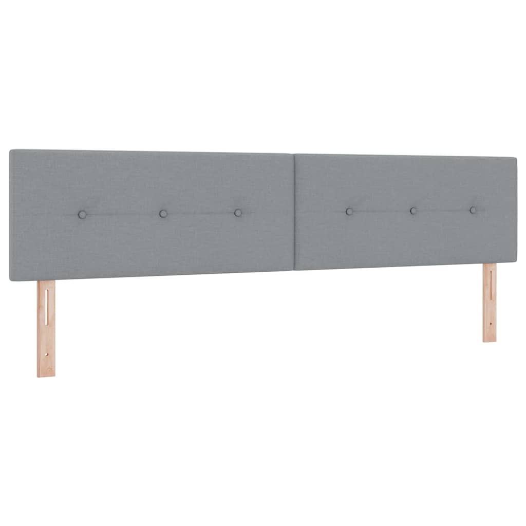 Boxrugós ágy LED szalagokkal Világosszürke 200 x 200 cm szövet