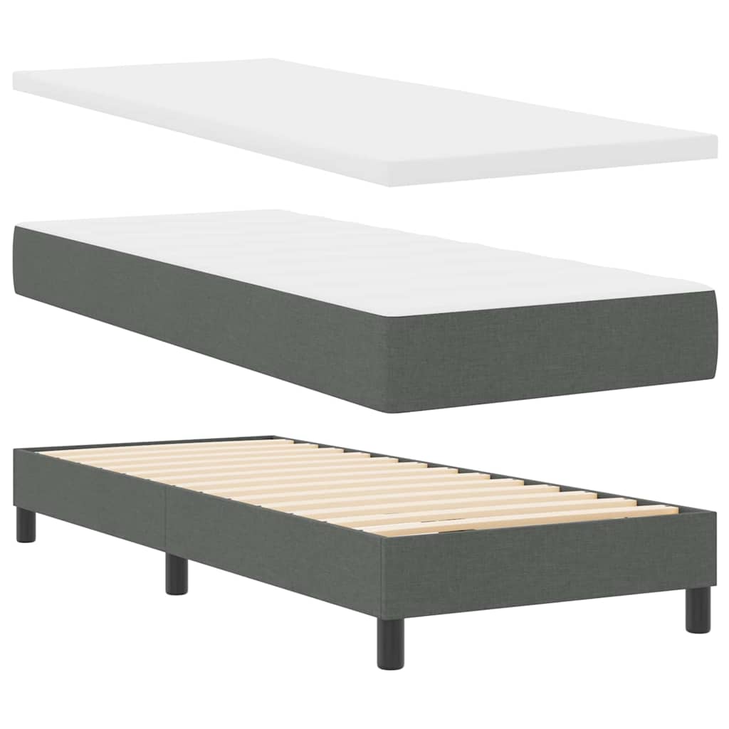 Boxrugós ágy matracmal leddel Sötétszürke 80 x 200 cm szövet