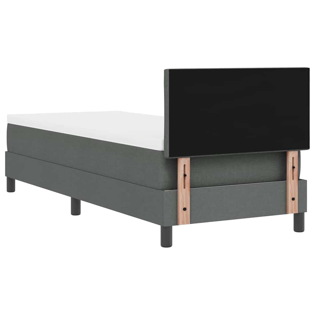 Boxrugós ágy matracmal leddel Sötétszürke 80 x 200 cm szövet