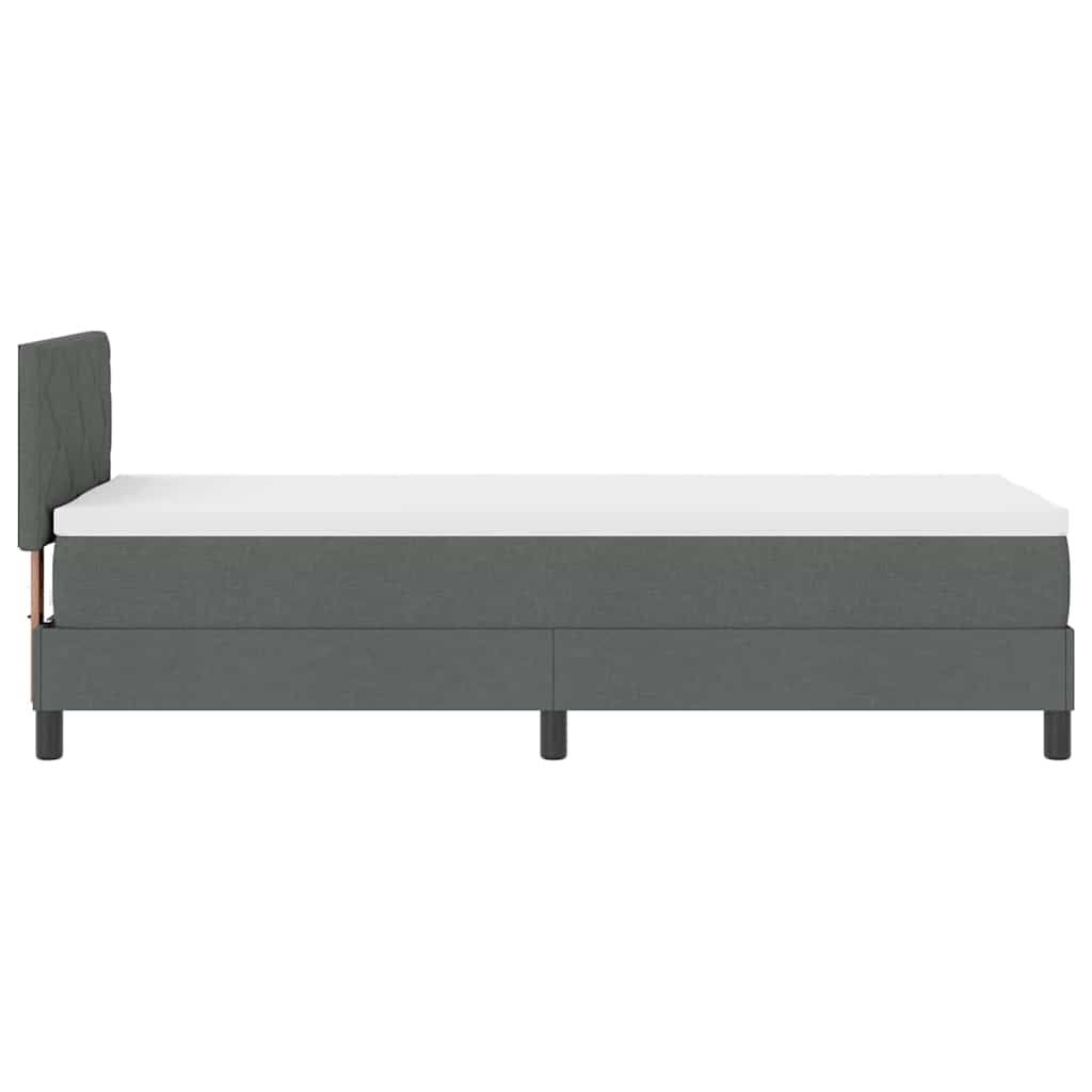 Boxrugós ágy matracmal leddel Sötétszürke 80 x 200 cm szövet