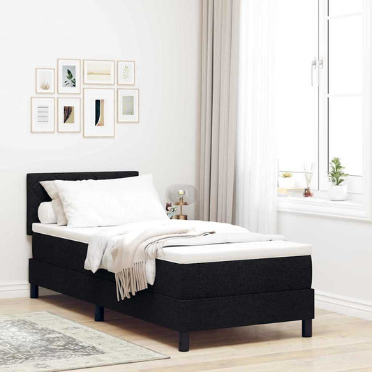 Boxrugós ágy matracmal leddel Fekete 80 x 200 cm szövet