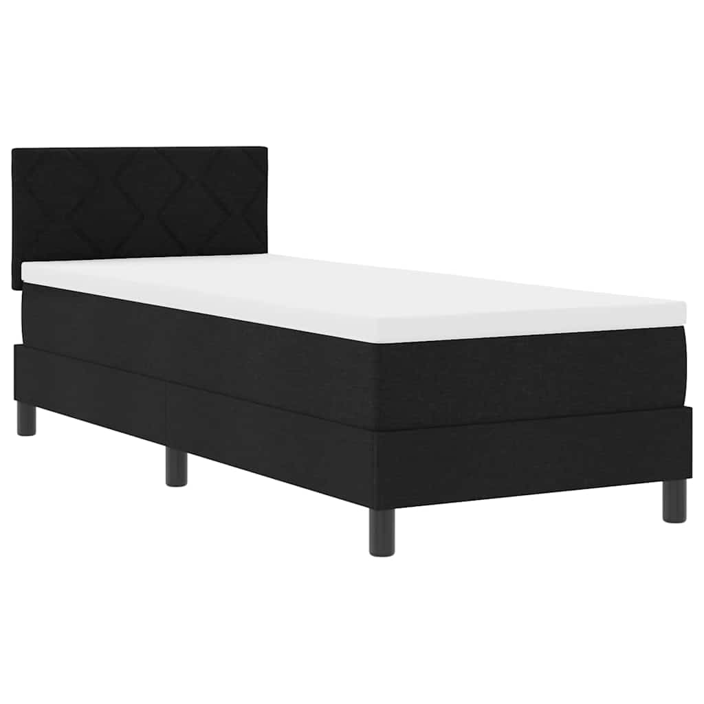 Boxrugós ágy matracmal leddel Fekete 80 x 200 cm szövet
