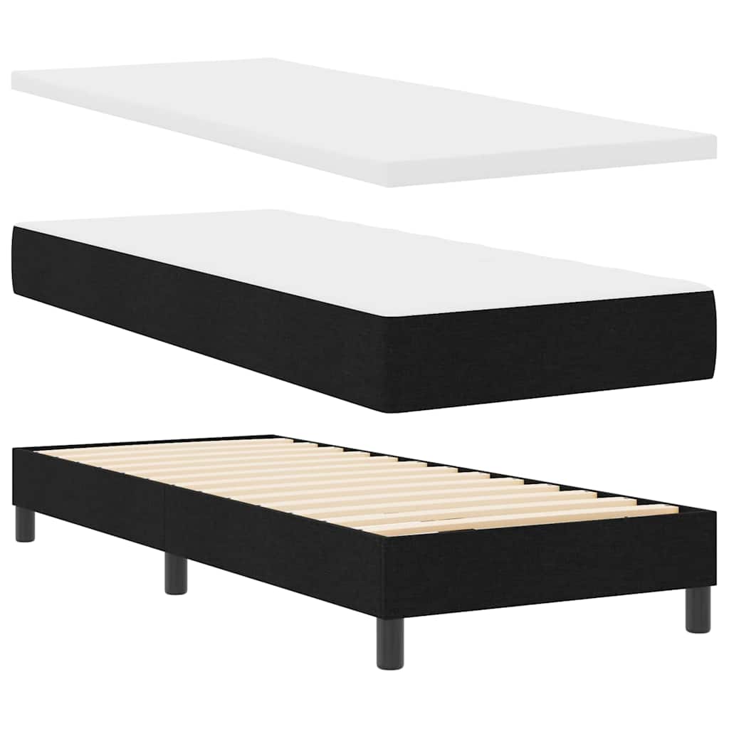 Boxrugós ágy matracmal leddel Fekete 80 x 200 cm szövet