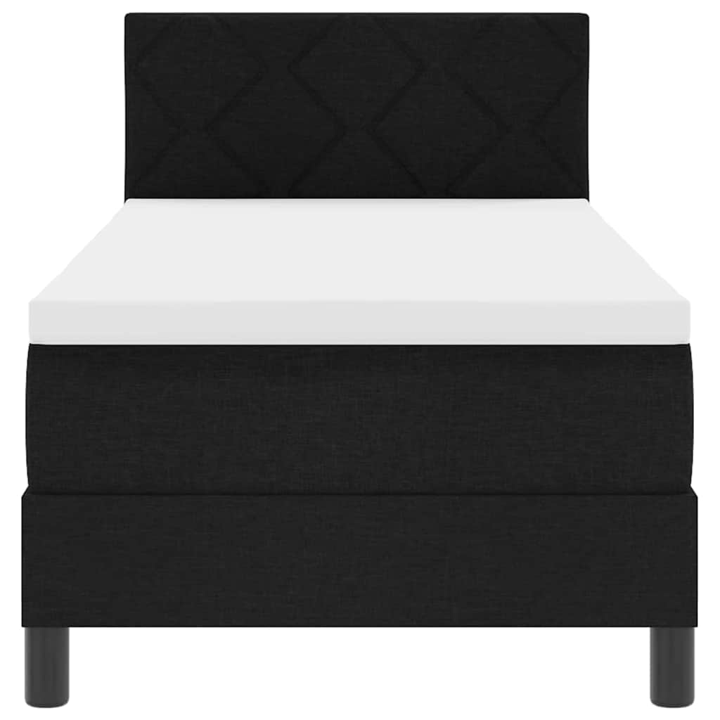 Boxrugós ágy matracmal leddel Fekete 80 x 200 cm szövet