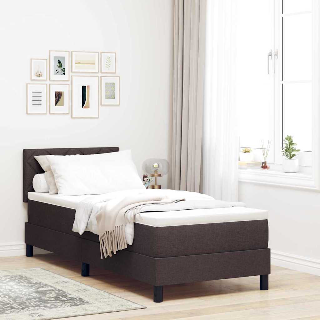 Boxrugós ágy LED szalagokkal Sötét Barna 80 x 200 cm szövet